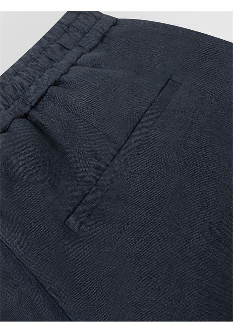 Alpha Studio bermuda in tela di lino blu con vita elasticizzata ALPHA STUDIO | Bermuda | AU-5373Q1001